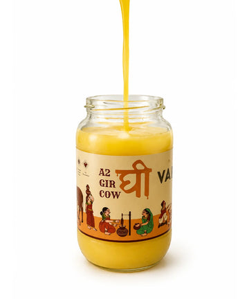 Authentic hand-poured A2 Gir cow ghee from Valonu Dairy Farm